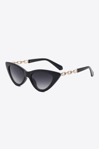 Thumbnail for Chain Detail Cat-Eye Sunglasses UV400 - T - 3 COLORS -