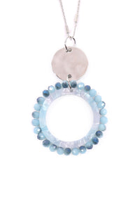 Thumbnail for Riah Fashion - Glass Beaded Hoop Pendant Necklace - 6 COLORS