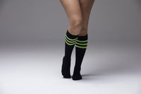 Thumbnail for Women's Black Lime Stripe Knee High Socks - 1 COLOR -