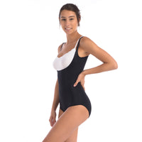 Thumbnail for Wear Your Own Bra Bodysuit Shaper With Targeted Double Front Panel Black -