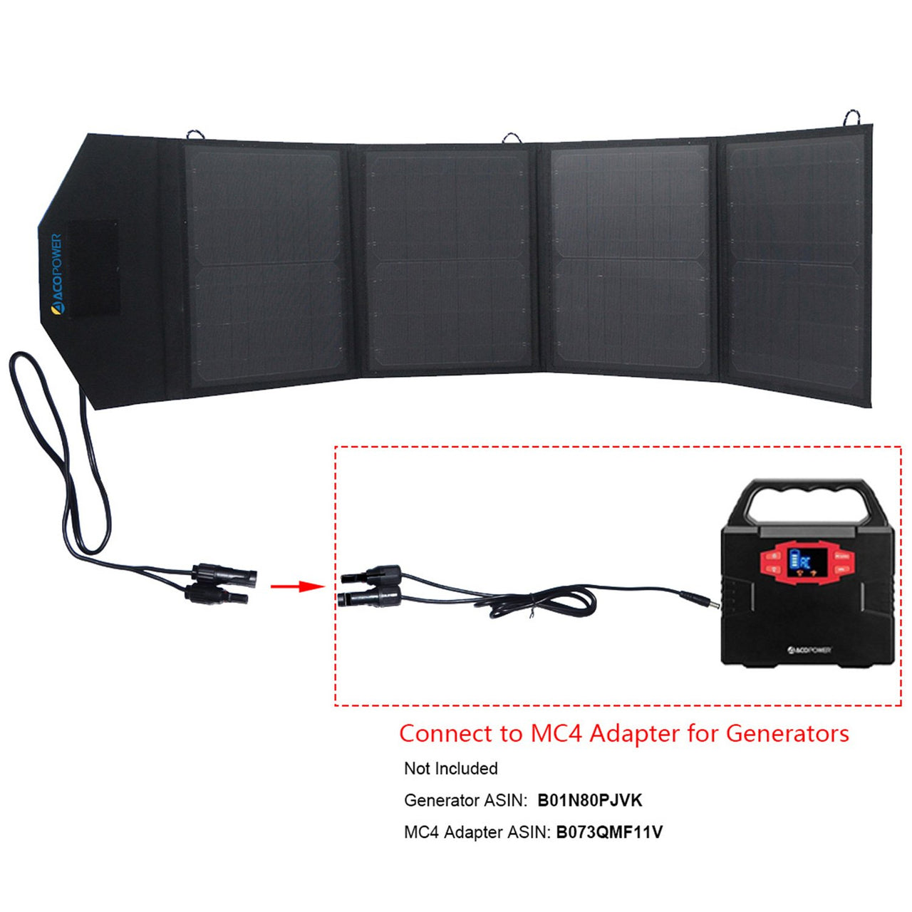 ACOPOWER - Ltk 50W Foldable Solar Panel Kit Suitcase -