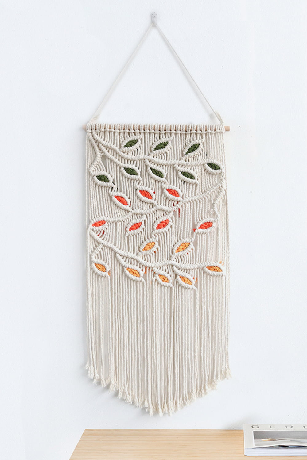 Contrast Leaf Fringe Macrame Wall Hanging - 31.5" X 15.7" - T - 2 COLORS -