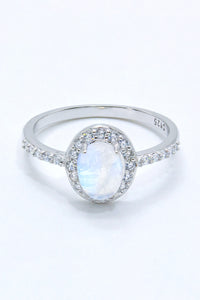 Thumbnail for 925 Sterling Silver Natural Moonstone Halo Ring - T - SIZES 6 THRU 9 - 1 FINISH -