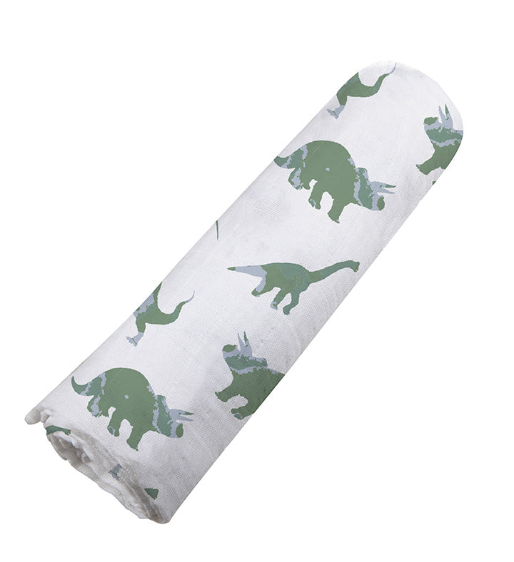 Newcastle - Granite Green Dinosaurs Cotton Swaddle -