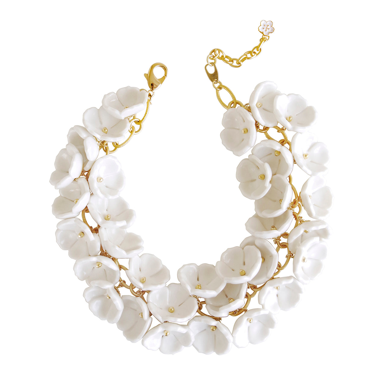 Porcelain Plum Blossom Cluster Necklace -