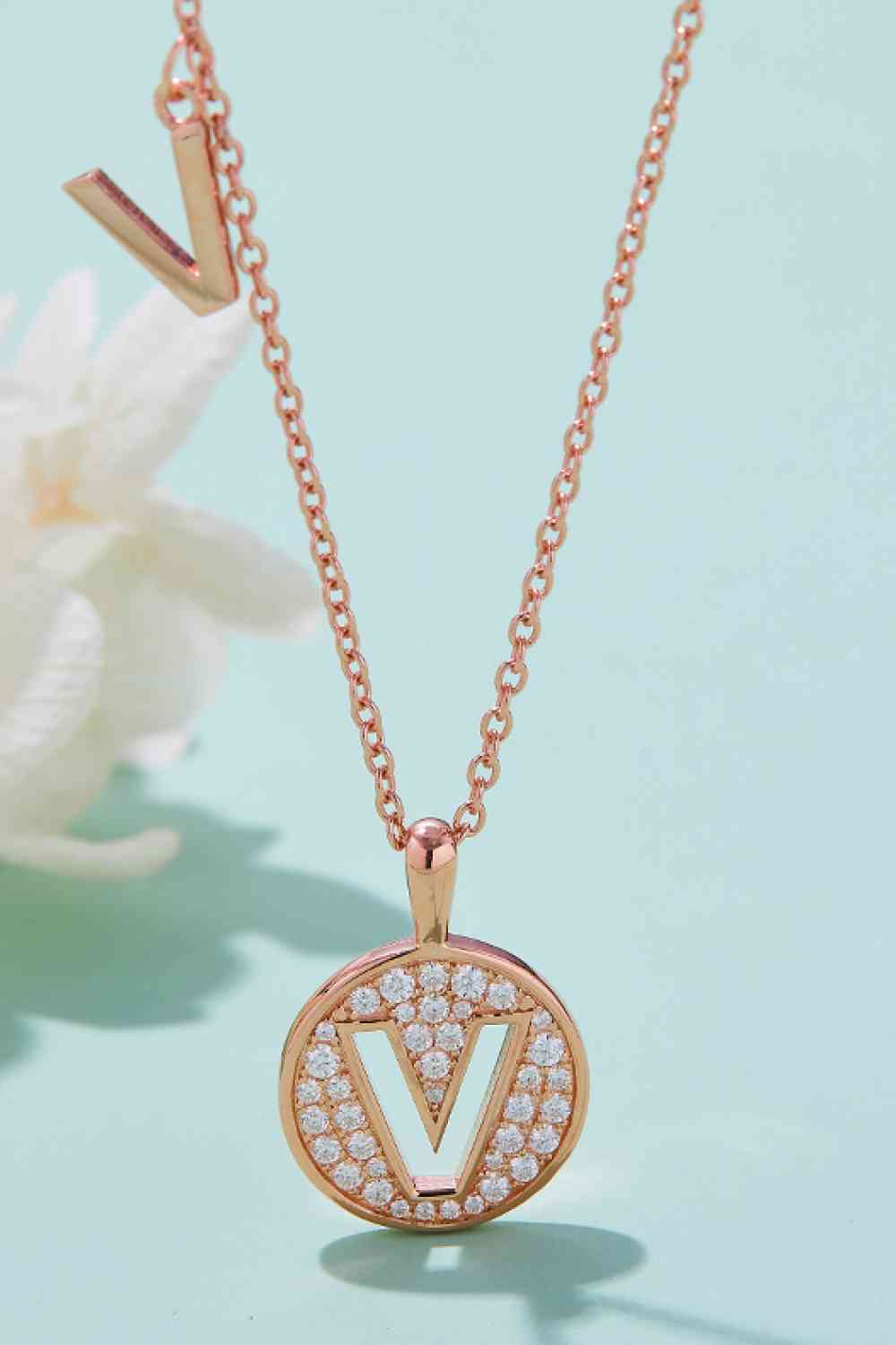 Moissanite U to Z Initial Pendant Necklace