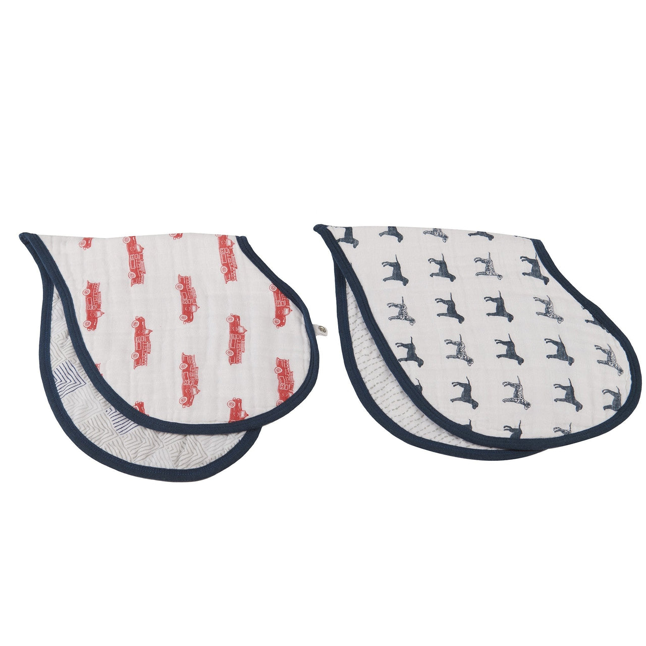 Newcastle - Fire Truck and Dalmatian Cotton Heart Bibs Set of 2 -