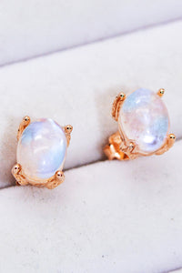 Thumbnail for Natural Moonstone 4-Prong Stud Earrings - T - 2 FINISHES -