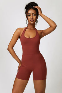 Thumbnail for Halter Neck Sports Romper - T - 4 COLORS -