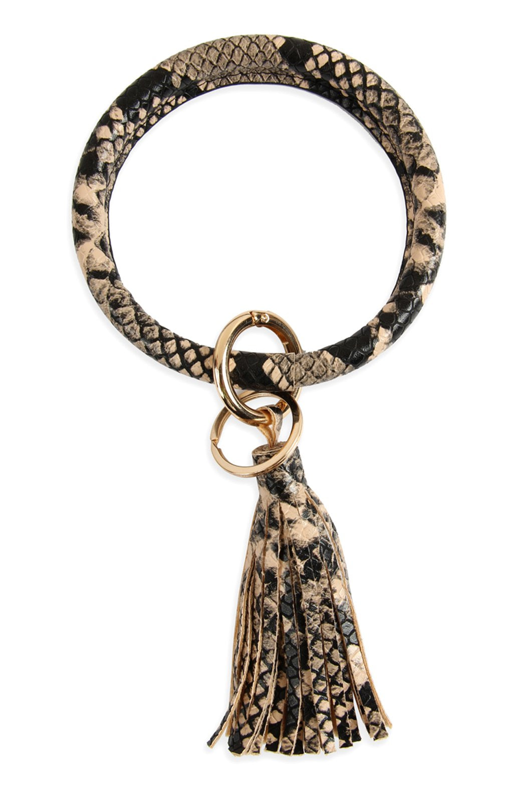 Snake Skin Printed Tassel Key Ring Bracelet - 7 COLORS -