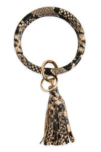 Thumbnail for Snake Skin Printed Tassel Key Ring Bracelet - 7 COLORS -