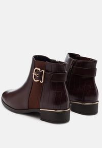 Thumbnail for London Rag - Frothy Buckled Ankle Boots With Croc Detail - 2 COLORS -