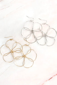 Thumbnail for Wire Flower Hook Earrings - 2 FINISHES -