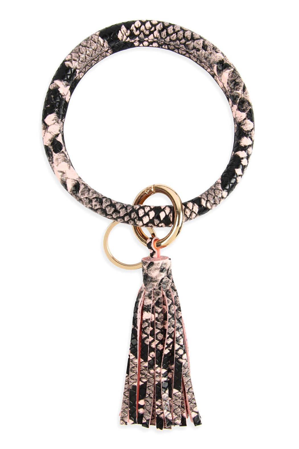 Snake Skin Printed Tassel Key Ring Bracelet - 7 COLORS -