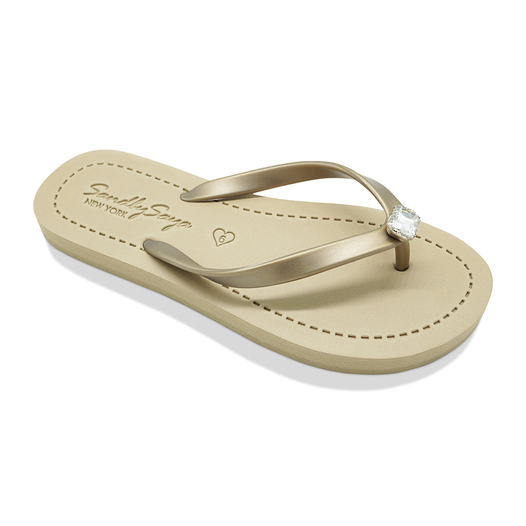 SAND BY SAYA N.Y. - Rectangle Studs New - Rhinestones Flat Flip Flops Sandal - 3 COLORS -