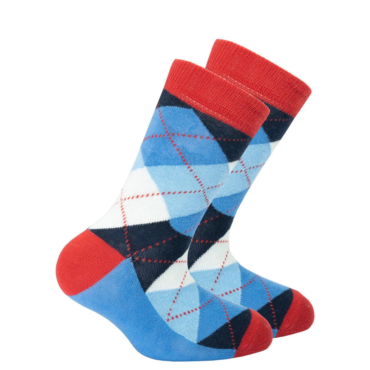 Kids Cerulean Red Argyle Socks - 1 COLOR -