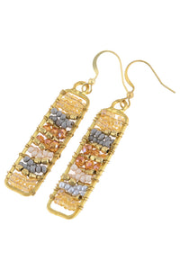 Thumbnail for Riah Fashion - Rectangle Glass Beads Hook Drop Earrings - 4 COLORS