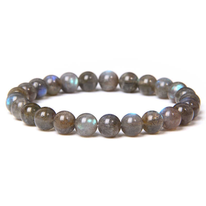 Natural Healing Energy Labradorite Bracelet Polished 8 Mm Lapis Lazuli Beads Bangle Elastic Pulsera Jewelry - 37 COLORS -