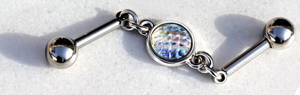 316L Stainless Steel Rainbow Cabochon Chain Industrial Barbell -