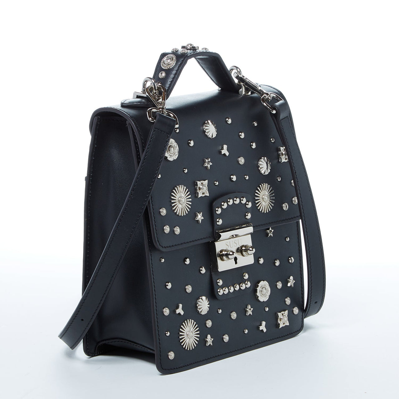 The Hollywood Backpack Purse Leather Black -