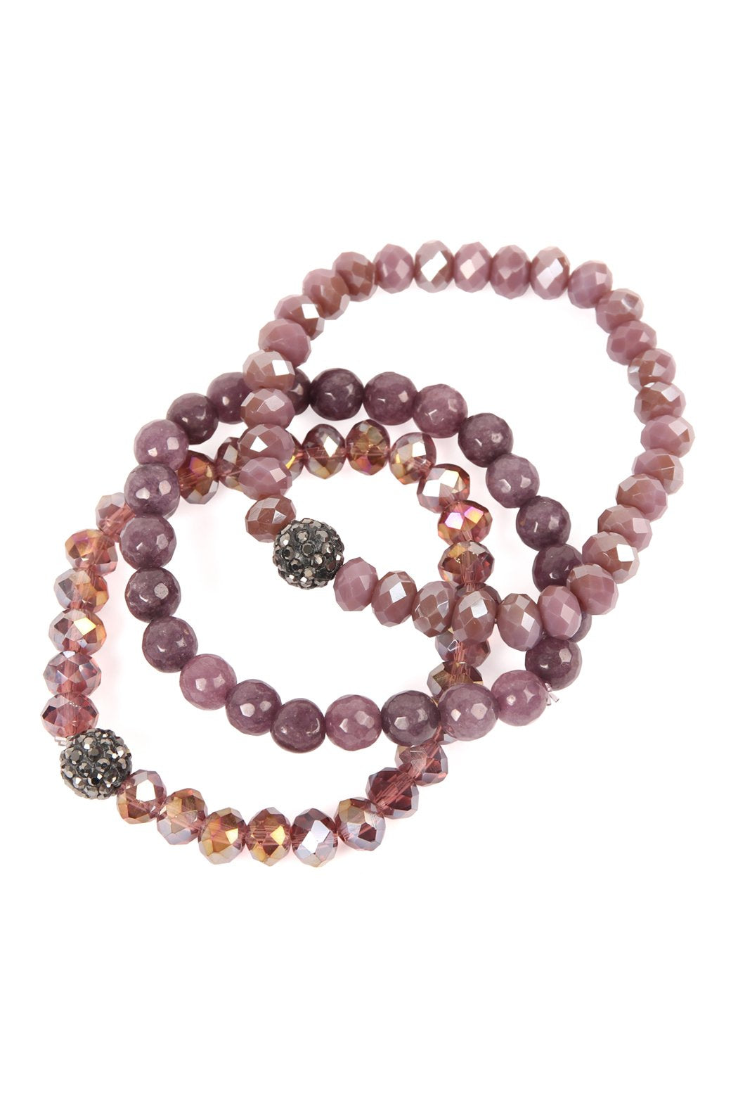 Glass and Natural Stone Bracelet Set - 9 COLORS -