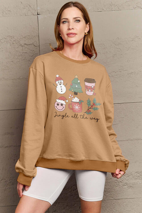 Simply Love Full Size JINGLE ALL THE WAY Long Sleeve Sweatshirt - SIZES S THRU 3XL - T - 4 COLORS -