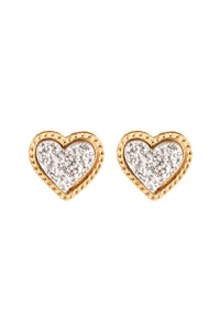 Thumbnail for Riah Fashion - Metal Druzy Heart Valentine Post Earrings - 6 COLORS