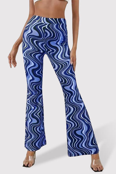 Printed High Waist Flare Pants - T - 7 COLORS -