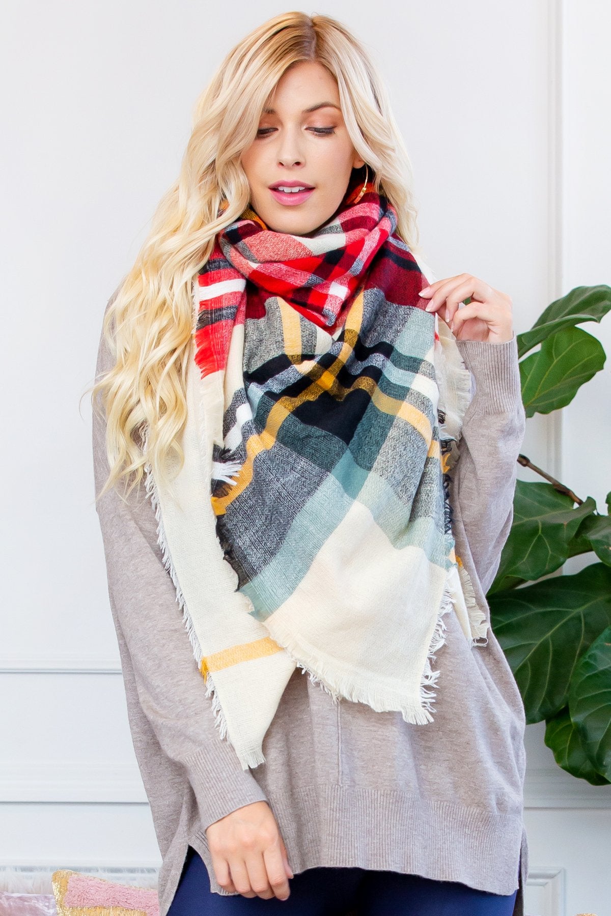 Riah Fashion - Fringe Blanket Scarf - Style 1 -