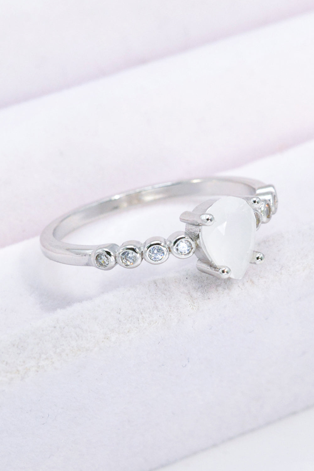 Teardrop Natural Moonstone Ring - T - SIZES 6 THRU 9 - 1 FINISH -