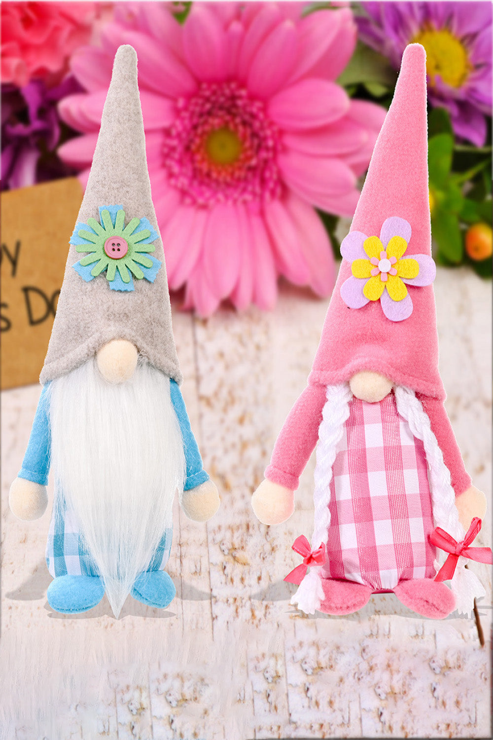 Set of 2 Pointed Hat Gnomes - 12.6" - 2 PCS - 2 TYPES - 2 TYPES SET - [5-10 DAY DELIVERY] - T -