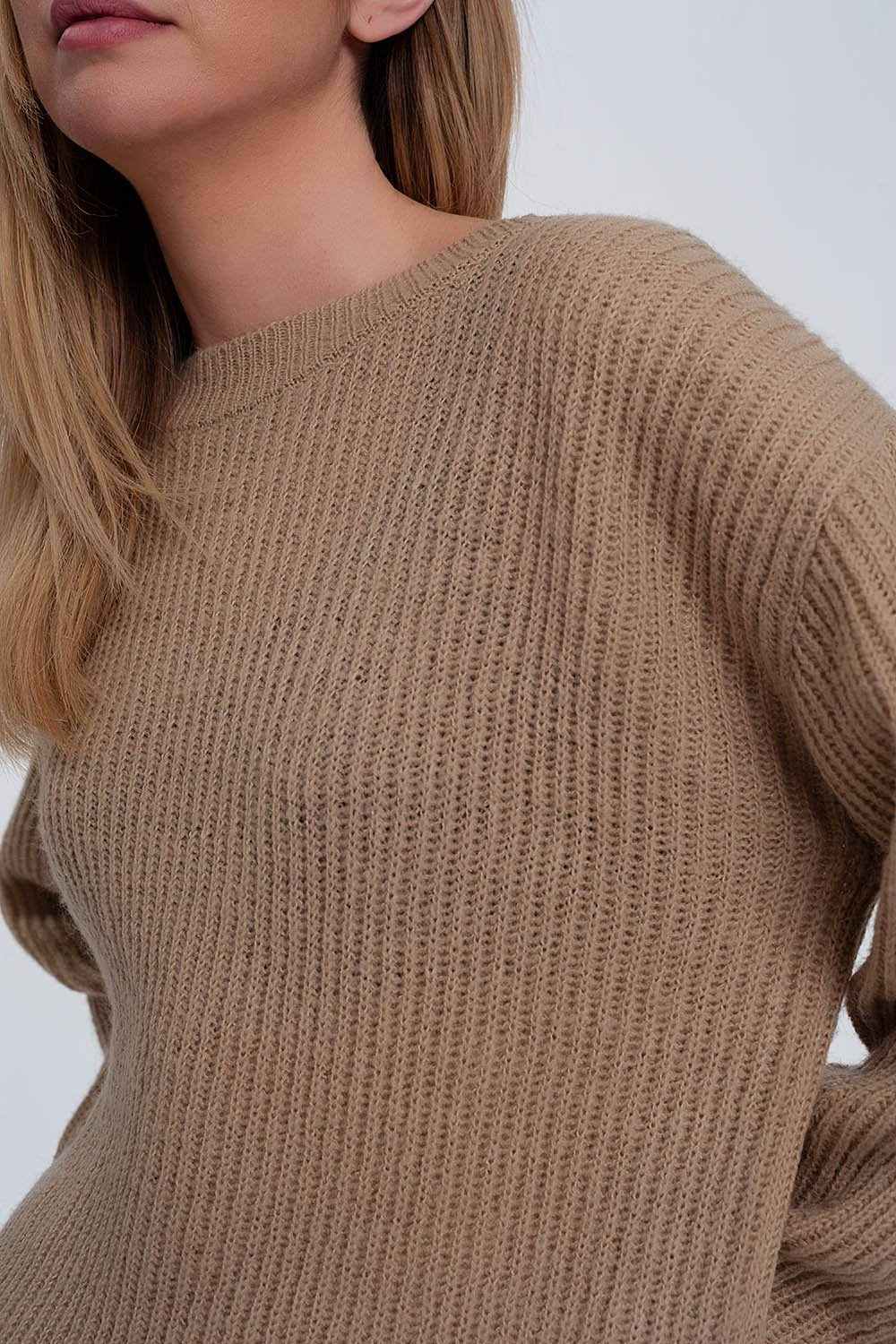 Q2 - Ribbed Jumper in Light Beige - 1 COLOR -