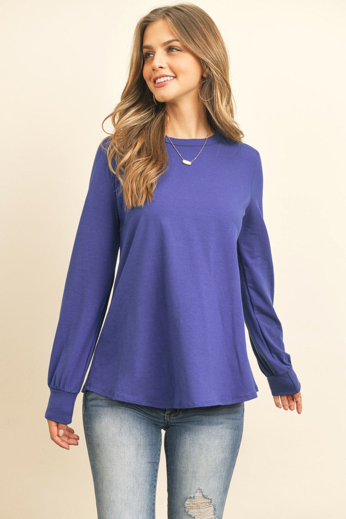 Riah Fashion - Long Sleeve Round Neck Solid Top - 17 COLORS -