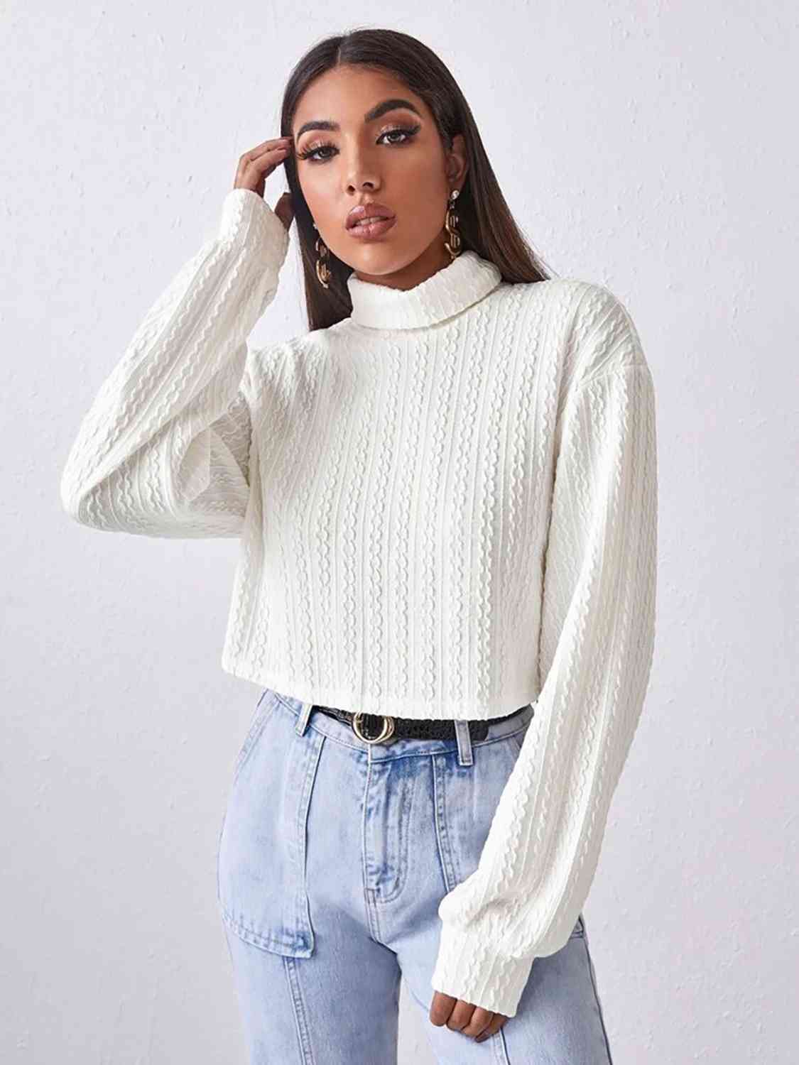 Turtleneck Long Sleeve Top - T - 2 COLORS -