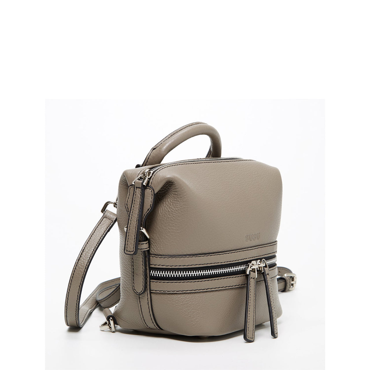 Ashley Small Gray Leather Backpack Purse -