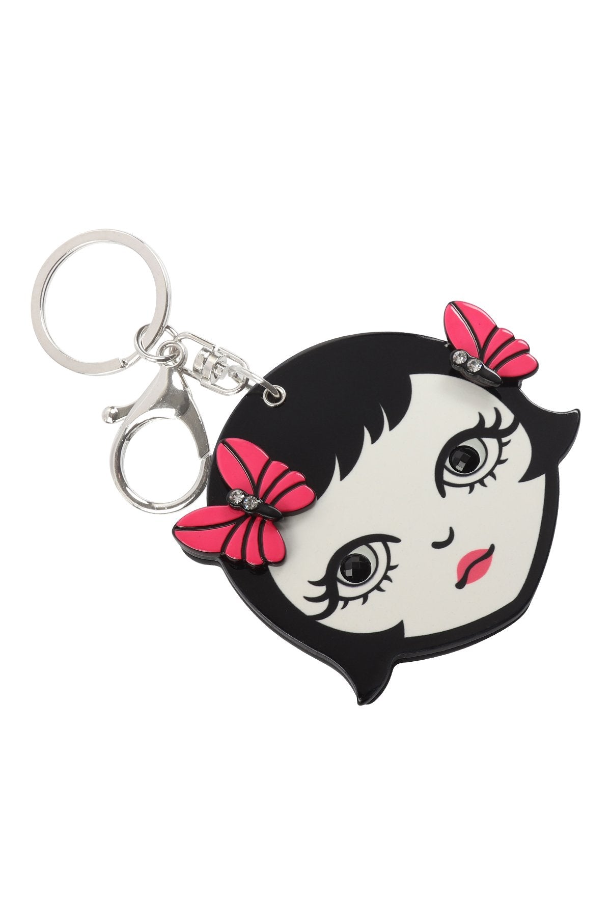 Riah Fashion - Pink Lip Girl With Mirror Keychain -