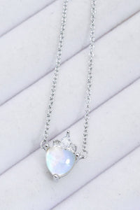 Thumbnail for 925 Sterling Silver Moonstone Heart Pendant Necklace - T - 1 FINISH -