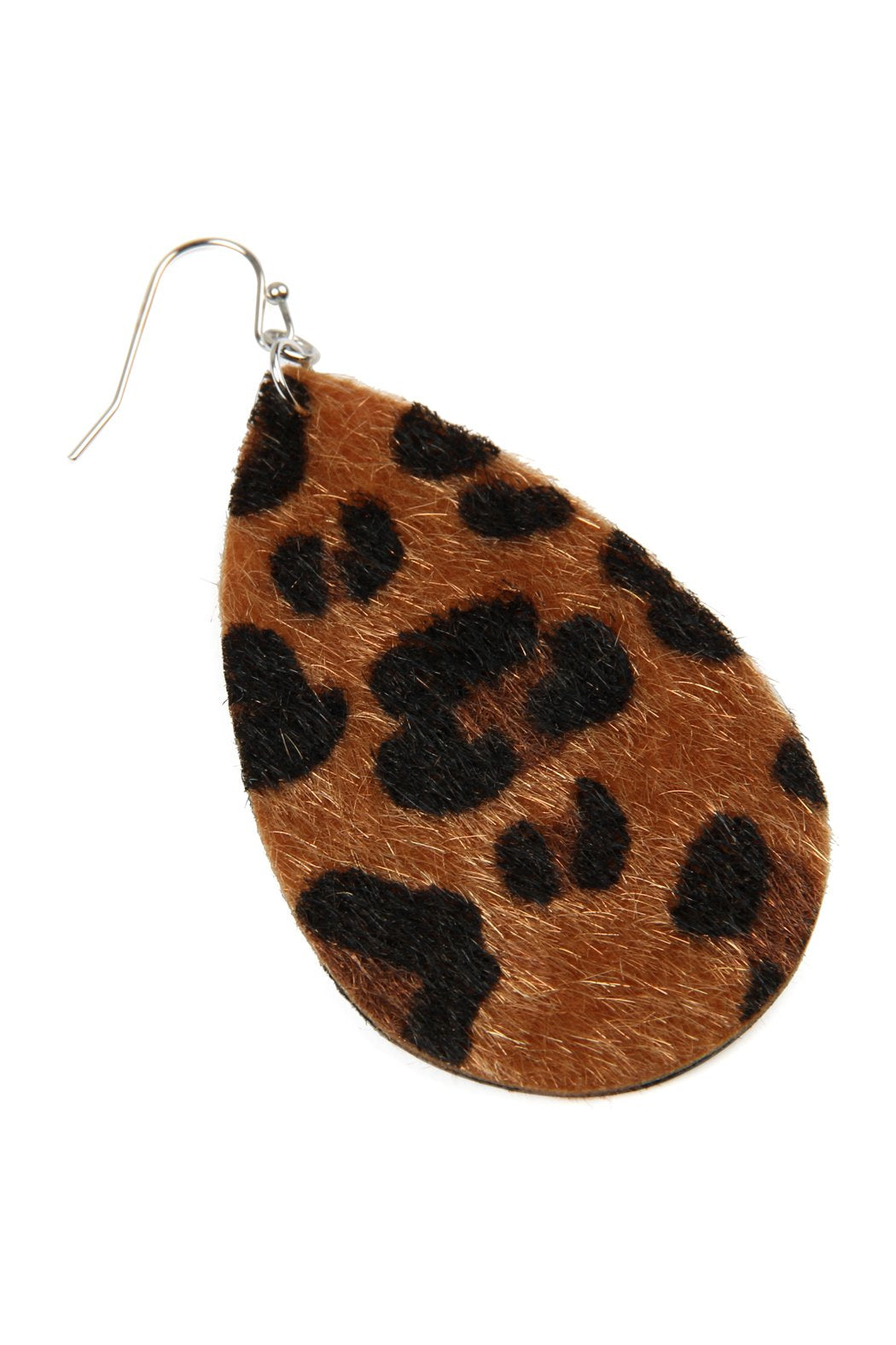 Leopard Print Fabric Fish Hook Teardrop Earrings - 5 COLORS -