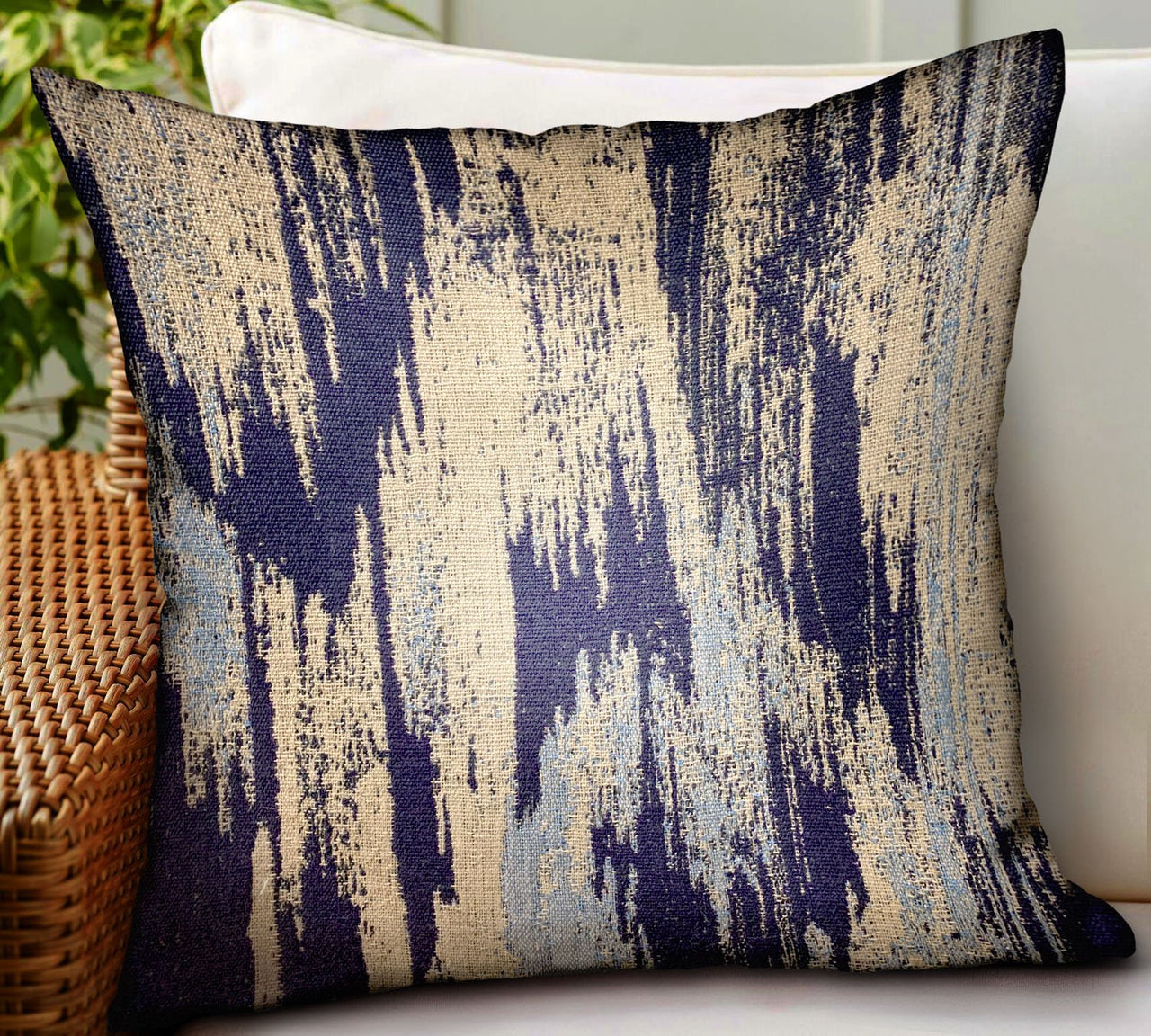 Ocean Avalanche Blue Ikat Luxury Outdoor/Indoor Throw Pillow - 6 SIZES -