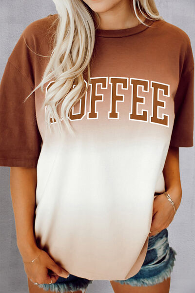 COFFEE Round Neck Short Sleeve T-Shirt - T - 1 COLOR -