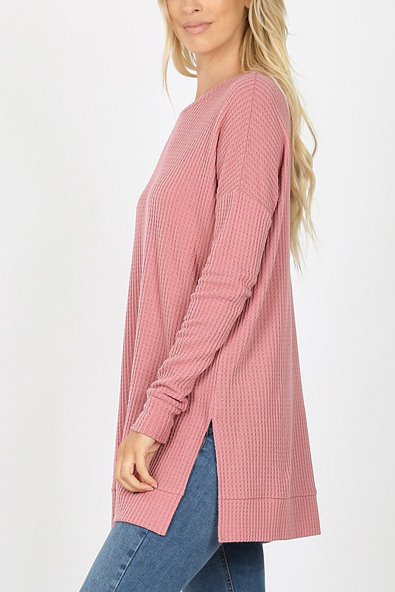 Riah Fashion - Brushed Thermal Waffle Sweater - 25 COLORS -