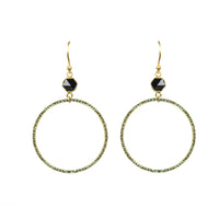 Thumbnail for Gena Myint - Black Spinel Bezel Circle Earrings -