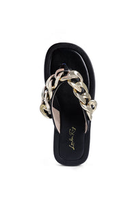 Thumbnail for London Rag - Xing Metal Chain Thong Sandals - 2 COLORS -