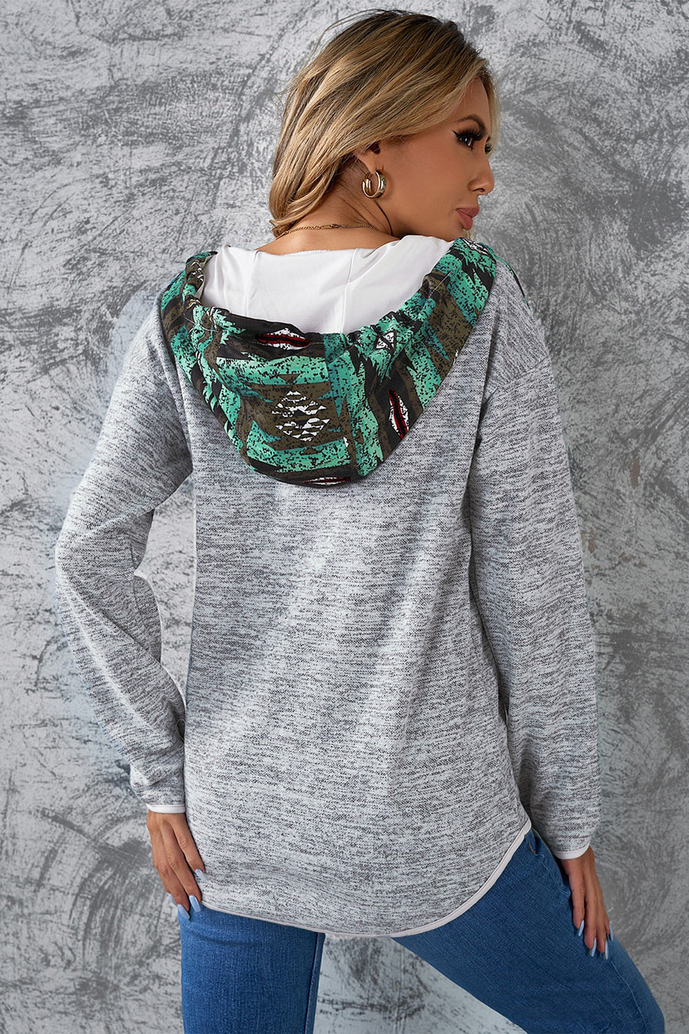 Ghost Print Dropped Shoulder Hoodie - T - 2 COLORS -