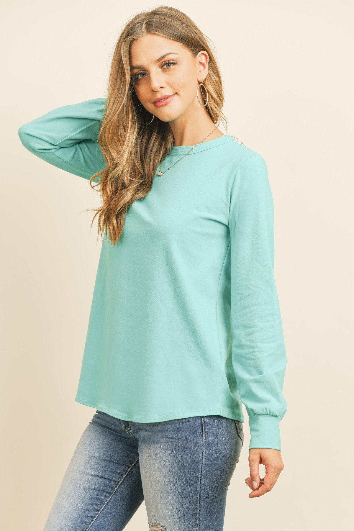 Riah Fashion - Long Sleeve Round Neck Solid Top - 17 COLORS -