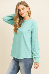 Thumbnail for Riah Fashion - Long Sleeve Round Neck Solid Top - 17 COLORS -