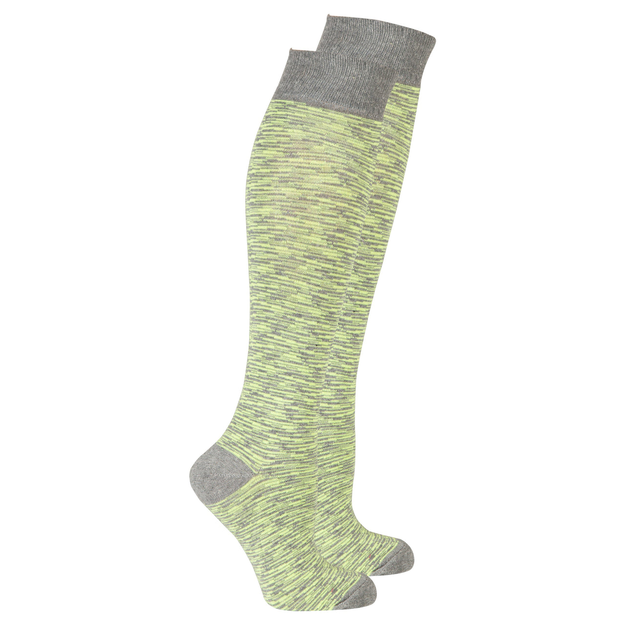 Women's Lime Grizzled Stripe Knee High Socks - 1 COLOR -