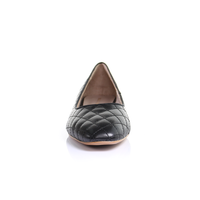 Thumbnail for Classic Leather Square Toe Ballerina - (Black)