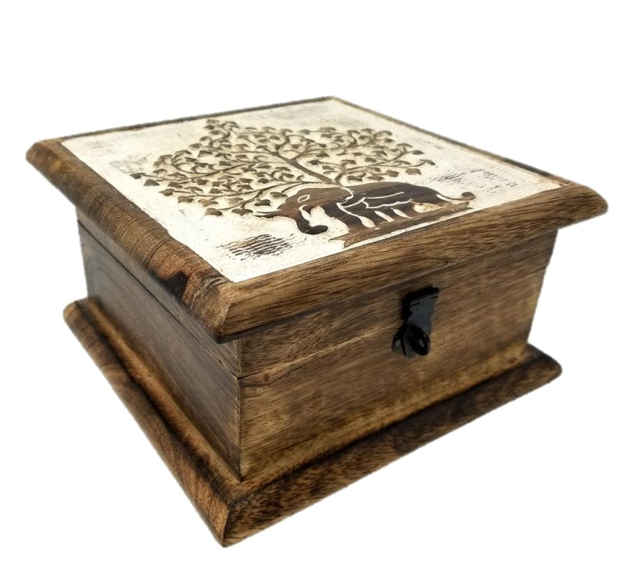 OMSutra - Hand Carved Wood Box 7" X 7" -