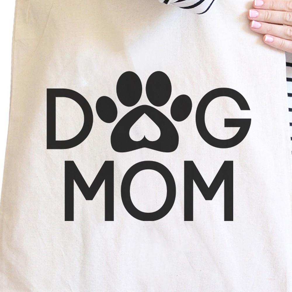 Dog Mom Natural Cute Canvas Shoulder Bag Cute Design for Dog Owners -